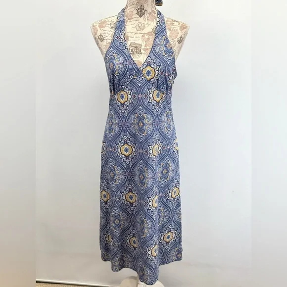 TOMMY HILFIGER  Blue and Yellow paisley Backless Dress size 4 - Picture 3 of 14